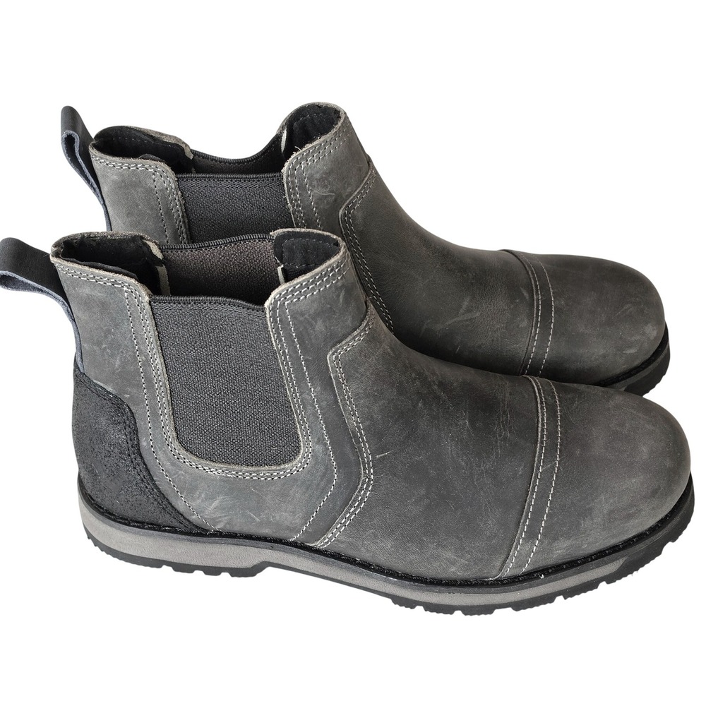 Territory Mens Grey Leather Chelsea Boots Cap Toe Ankle Boot PO 005638 Size 8